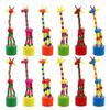 12pcs Wood Animal Giraffe Figurine Push Up Toy Dancing Animal Finger Puppet