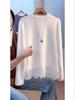 Korean-Style Lace Splicing Thermal T-Shirt: Comfortable Women's White Base Layer Top