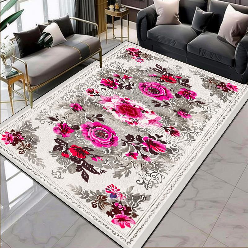 European Style Flower Pattern Carpets for Living Room Gorgeous Large Room Rugs Thickening Big Size Floor Mats for Lounge Balcony