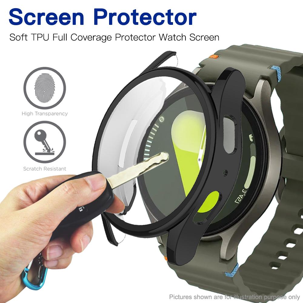 Soft Silicone Case Glass For Samsung Galaxy Watch 7 40mm 44mm Smart Watch Screen Protector Bumper Shell For Galaxy Watch 7 Cover