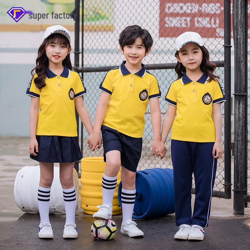 2025 Kids' Summer School Uniform: Short-Sleeve T-Shirt Sportswear for Kindergarten, Primary, and Secondary Students