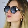 Fashion Small Irregular Square Sunglasses Women Retro Round Clear Ocean Lens Shades UV400 Men Rivets Punk Sun Glasses gafas