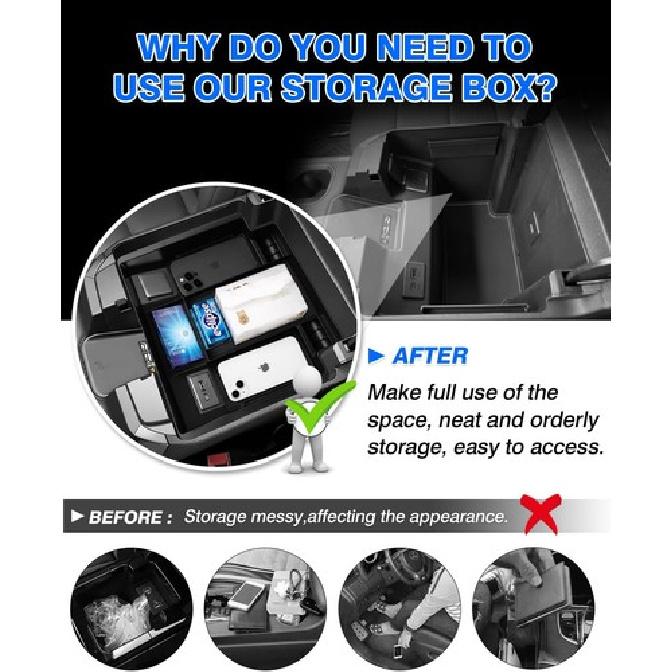 For -2024 Chevy Silverado Pickup Center Console Storage Box Organizer Tray
