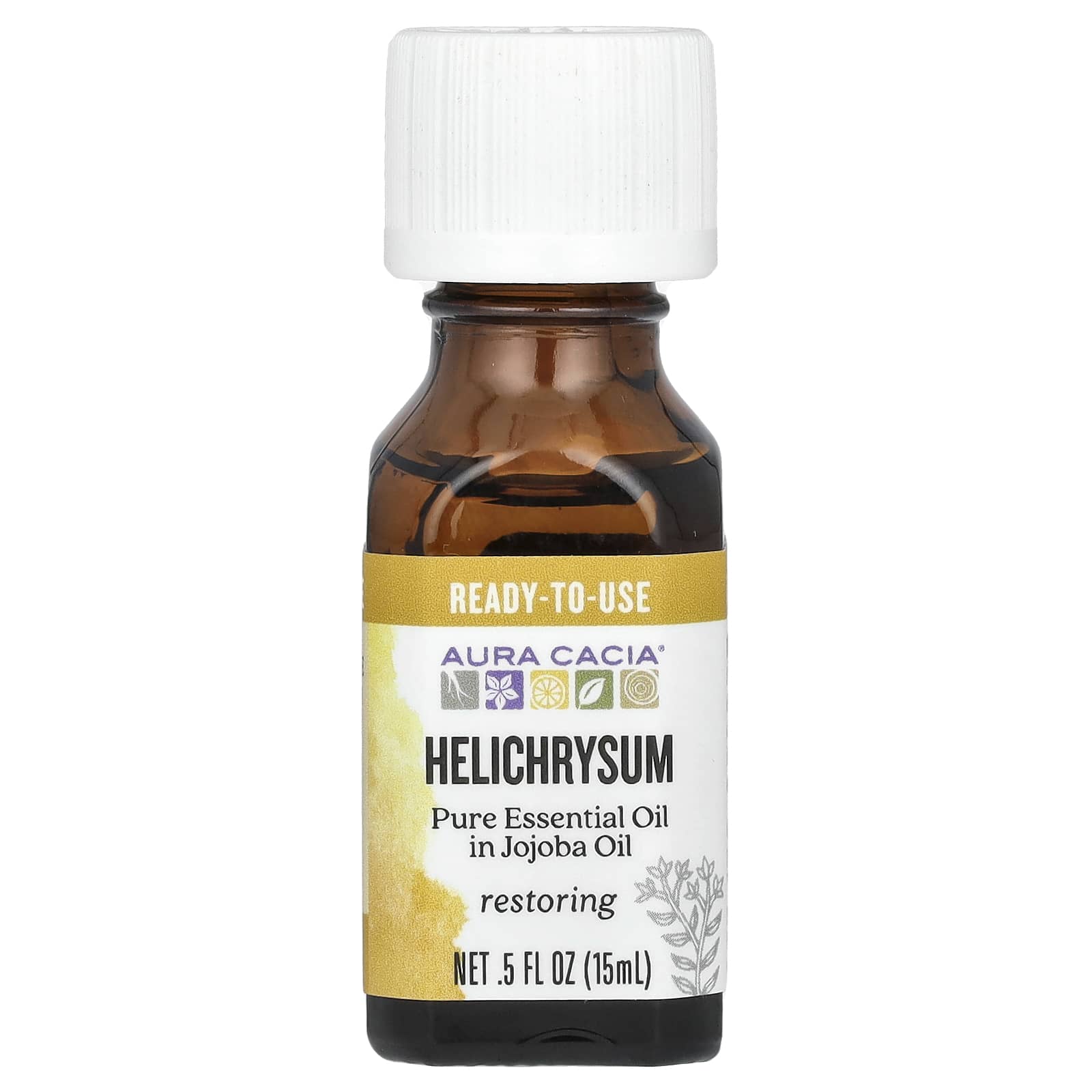 

Aura Cacia, чиста ефірна олія геліхрізуму, 0,5 рідких унцій (15 мл)