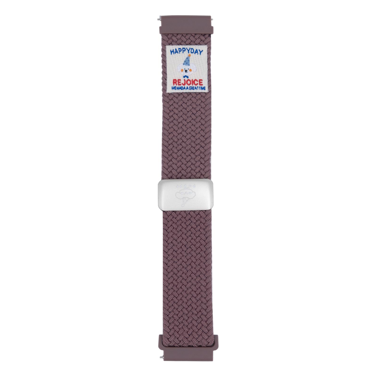 

22mm Universal Watch Band Top Hat Puppy Pattern Magnetic Buckle Braided Nylon Wrist Strap Smoky Purple