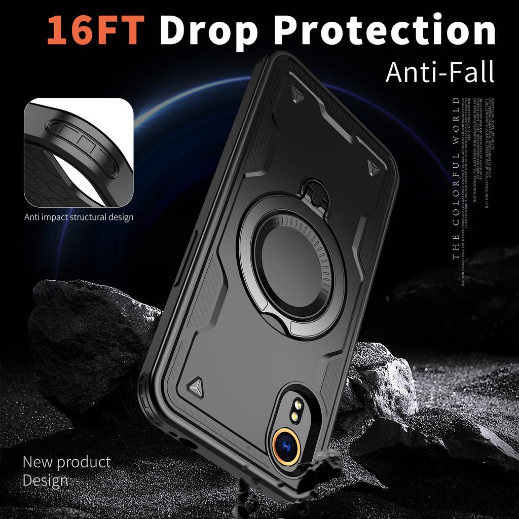 Case For Samsung Galaxy Xcover 7 Armor Shockproof 360° Rotating Magnetic Metal Stand Holder TPU Frame Hard Plastic Phone Cover