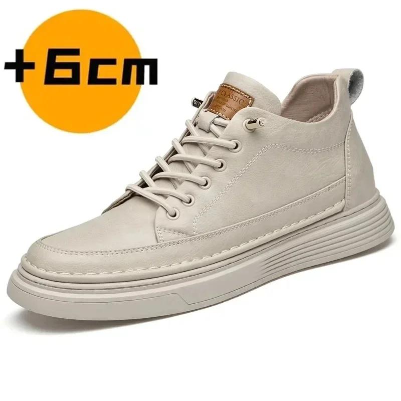 Scarpe Rialzate in Vera Pelle per Uomo Scarpe Elevator Aumento di Altezza Calzature Sneakers Casual di Lusso da Uomo Scarpe da Skate
