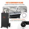 30 Gallon Gas Caddy, Fuel Storage Tank with Wheels, Portable Fuel Caddy with Manuel Transfer Pump, Gasoline Diesel Fuel Container for Cars, Lawn