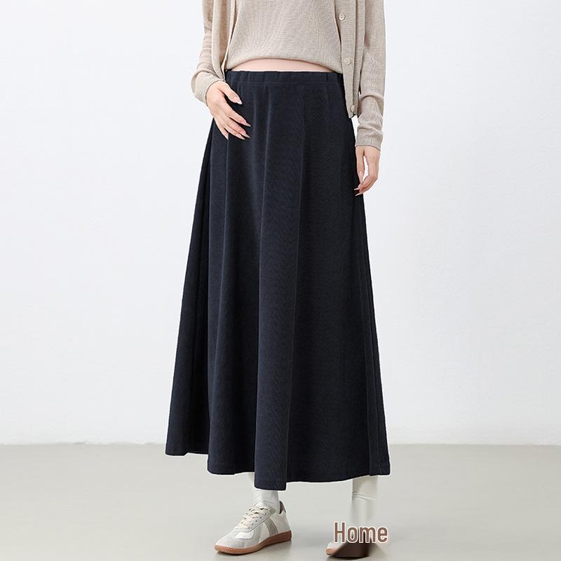 

Plus Size A-line Maternity Skirt - Spring/Autumn, Comfortable Fit, Gentle on Belly, Long Length One Size (80-110 lbs) деревне вугілля/сірий колір