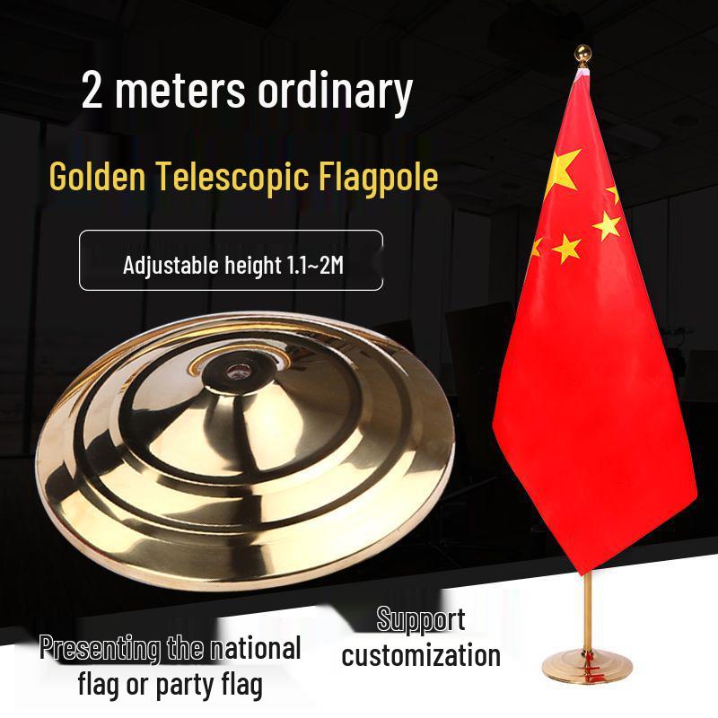 Indoor Floor-Standing Flagpole with Five-Star Red National Flag for Office or Conference Room