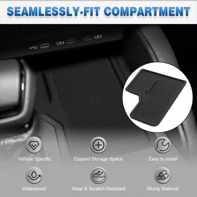 Black Smartphone Wireless Charger Rubber Mat Pad Protector for Toyota Land Cruiser Prado 250 J250 LC250 2024-2025