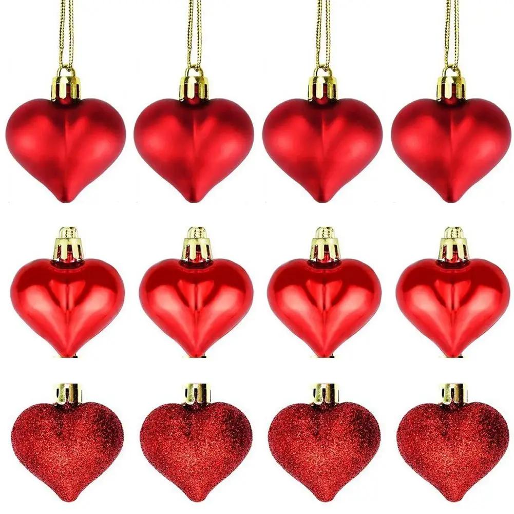 Valentine's Day gifts Balls Pendant Plastic Heart-shaped Decor DIY Ornament Party Year Supplies Ornaments New Home Gift X5U0