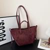 Retro Suede Tote Bag: Women's Large-Capacity Shoulder & Underarm Handbag In Lazy, Versatile Style