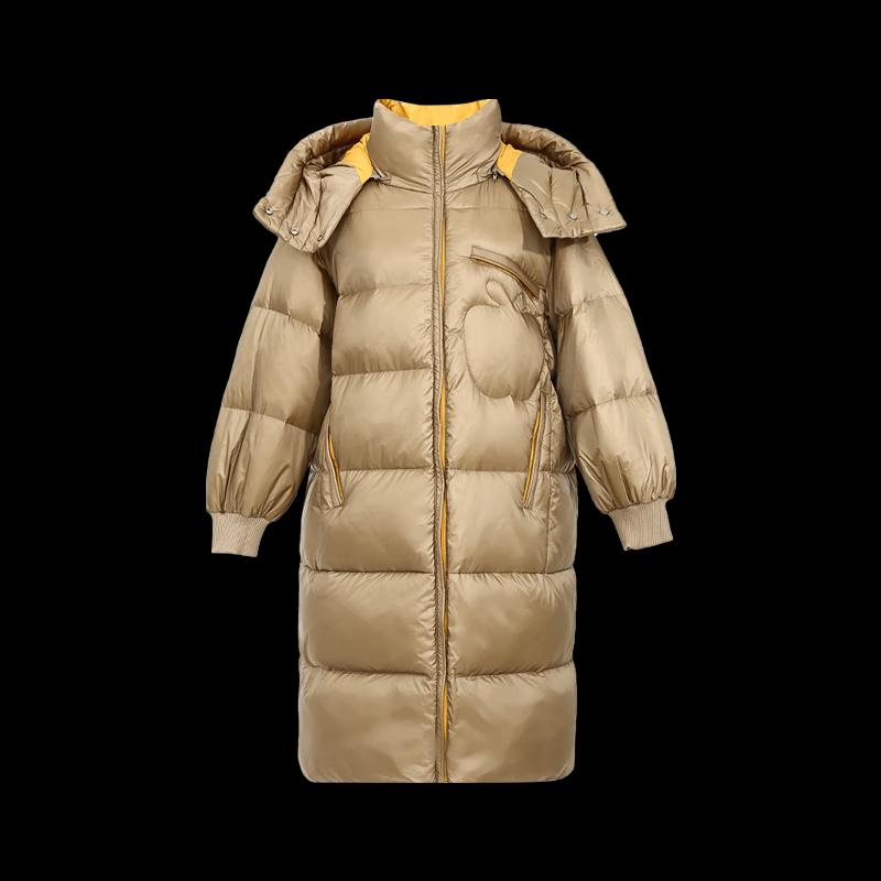 Women's Winter Mid-Length Hooded Goose Down Jacket