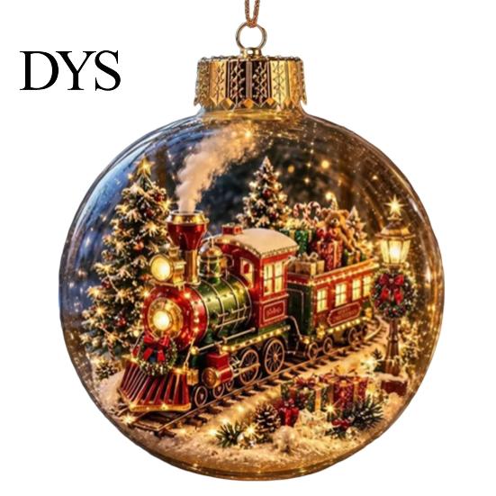 Transparent Hanging Ball Lights Lighted Christmas Ornament with Warm LED Lights, Retro Metal Cap Decorative Night for Bedroom Holiday Tree Home Decor