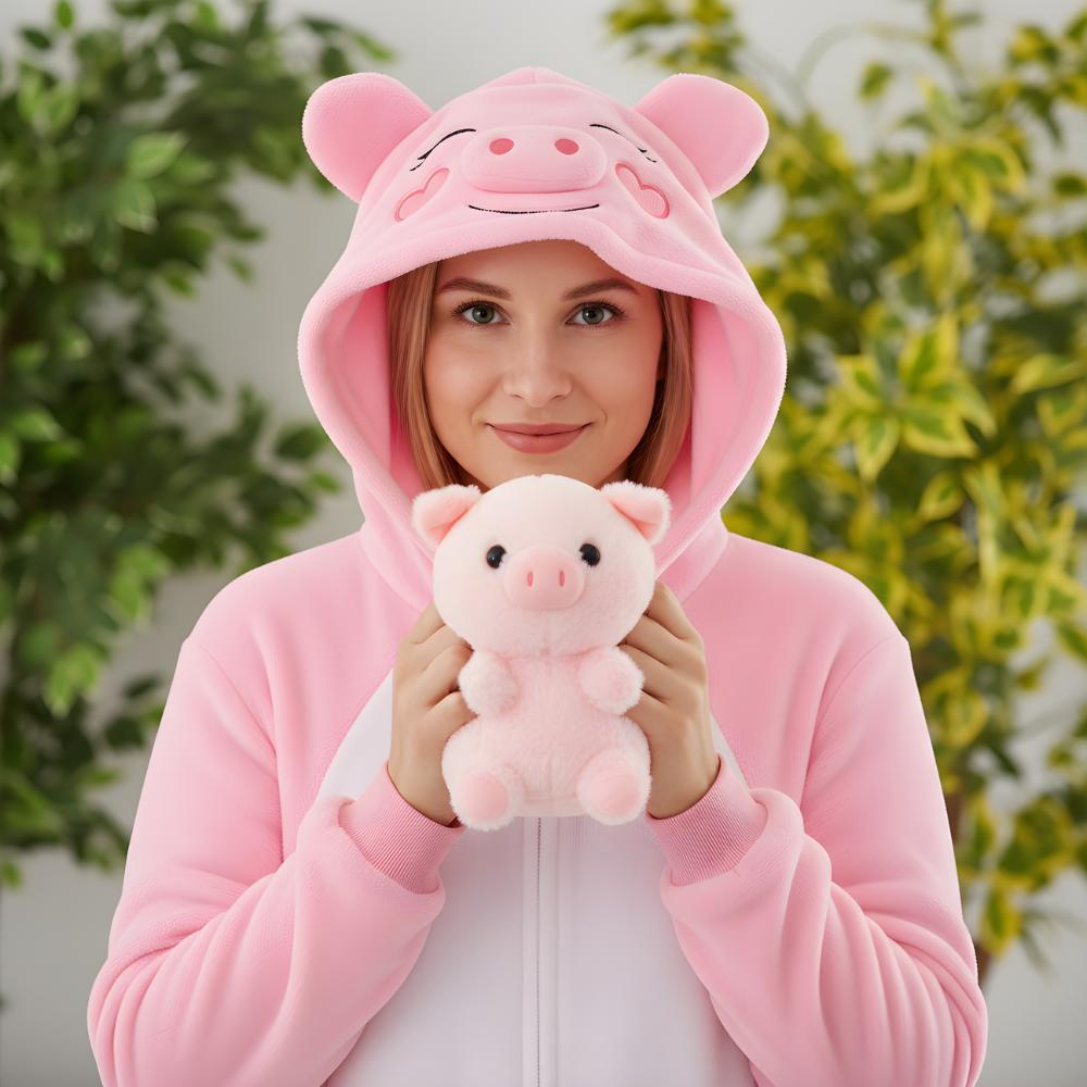 Pyjama Onesie Kigurumi Kostüm Verkleidung Rosa Schweinchen Xxl: 185 - 195cm