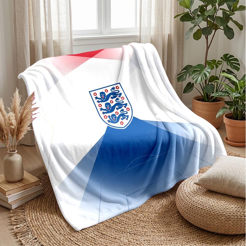 England Football Printed Flannel Blanket Skin Friendly Warm Decorative Throw for Indoor Couch Bed Daily Use