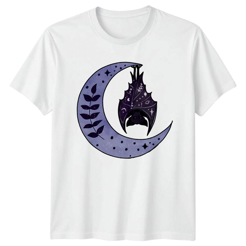 Cute Bat Hanging Moon Night TShirt Mystical Bat Celestial Animal Nature S