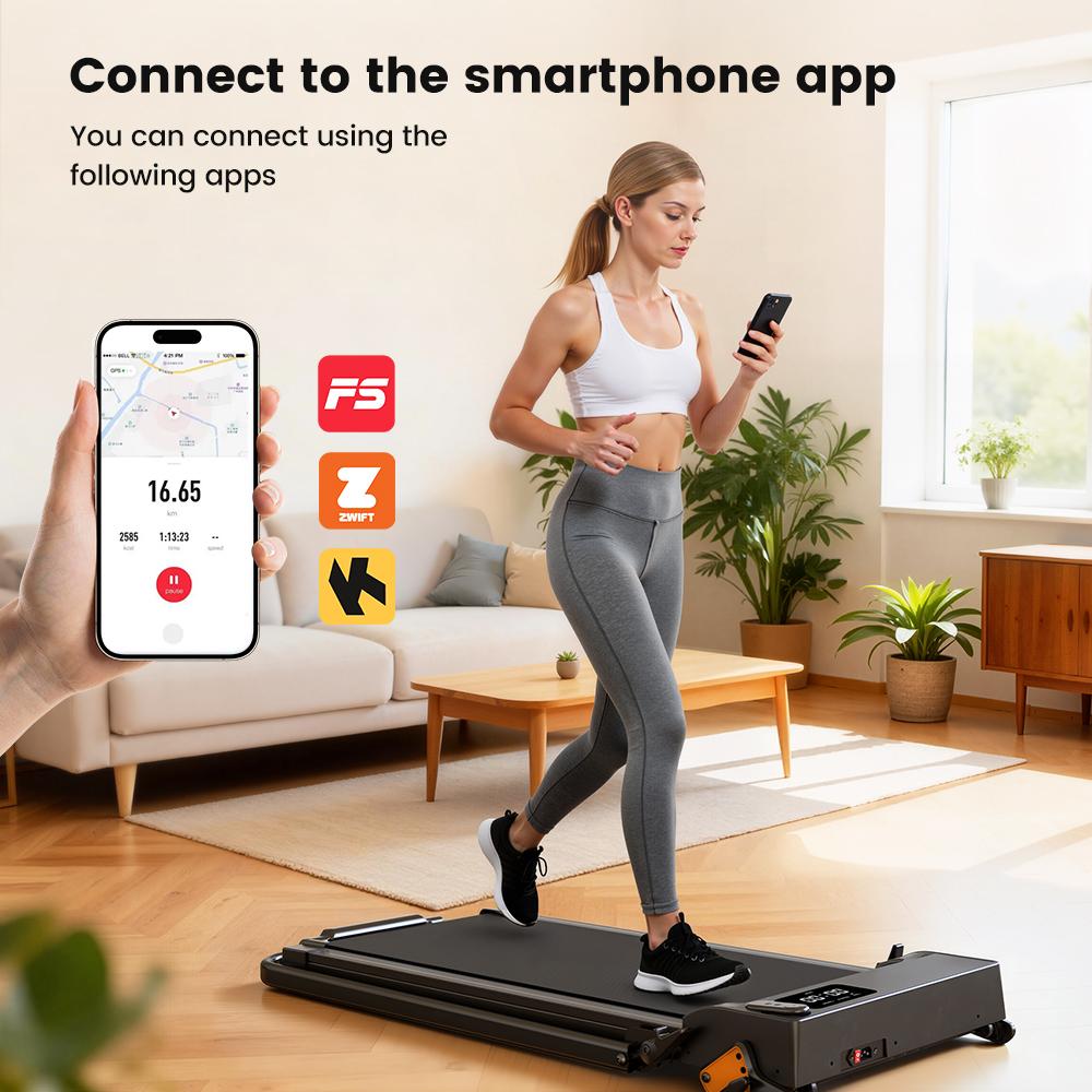 Treadmill iScooter Speed 1-12km/h Lndoor Treadmill With Bluetooth APP LED Display Max Load 120Kg Black FT52