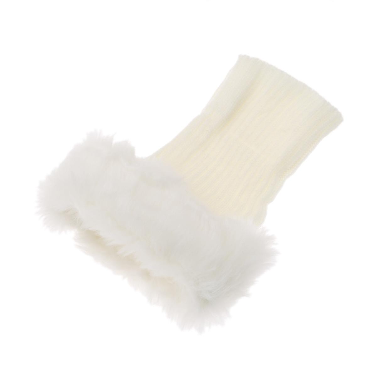 

1 пара вязаных манжет для ботинок, уличные зимние гетры, чехол, женские, вязаные крючком, отделка мехом, носки-топперы для ботинок one size белый