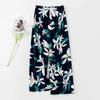 WTEMPO Floral Printed Thin Cropped Pants Loose Casual Spring Summer Autumn Large Size Women's Elastic High Waist Wide Leg Culottes