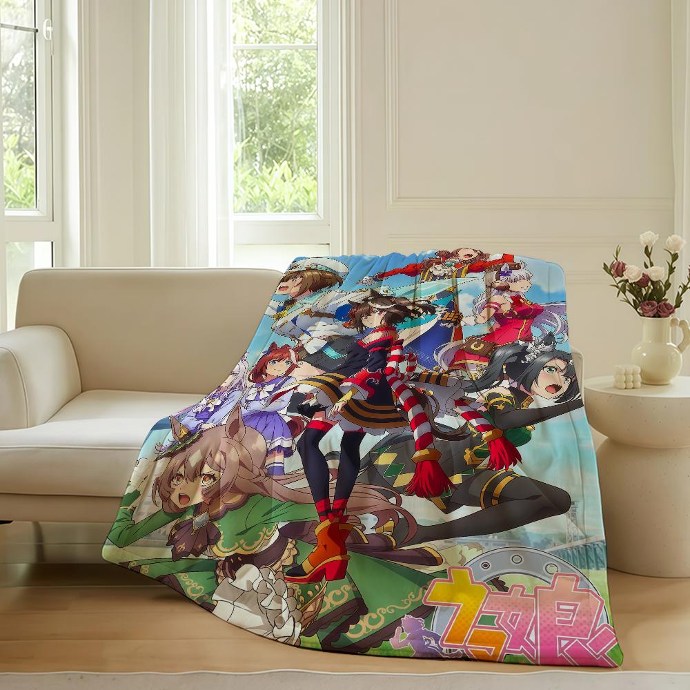 Anime Umamusume Pretty Derby Blanket For Sofa Office Bed Plane Travel Sleep Read Relax Camping Soft And Warm