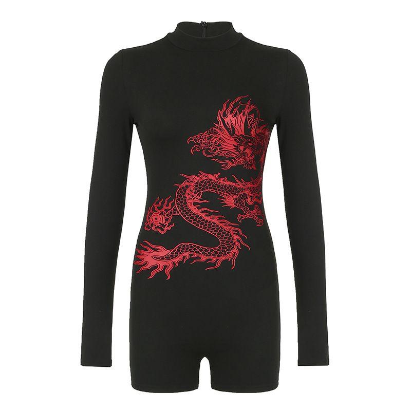 

Jumpsuit T-shirt American Style Sexy Sexy Print Jumpsuit U Collar Slim-Fit Flared Sleeves T-shirt Tops Women Black S