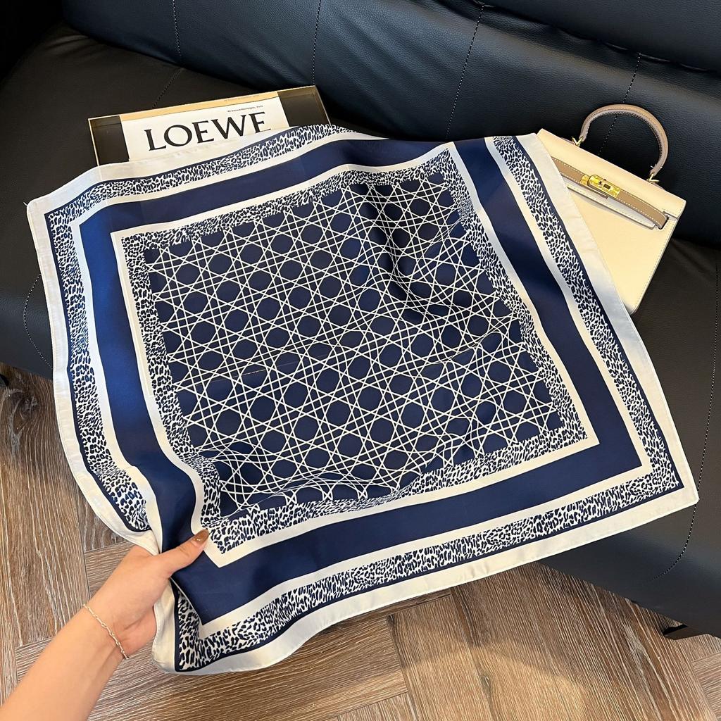 Geometric Colorblock Square Imitation Silk Scarf Women Satin Shawl Wrap Hijab Female Hair Band Luxury Headkerchief Echarpe