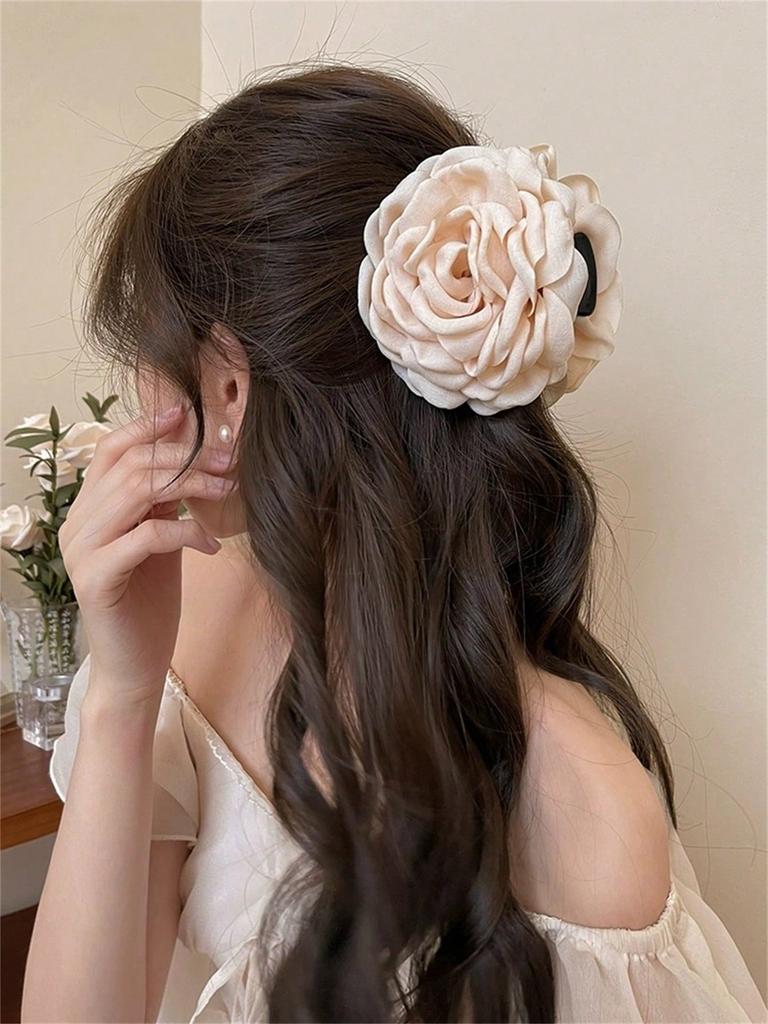 1 Damen Sommer neu Französische Eleganz Blume Haarklammer Hinterkopf Frisur Haifischklemme Krallenklemme Haarschmuck