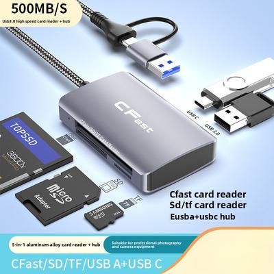 Type C Docking Station with CFast Reader High Speed USB3 0 Hub SD TF Card Reader Multi Function Adapter