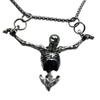 Gothic Weird Sliver Color Hanging Skeleton Corss Pendant Necklace for Women Men Halloween Scary Collar Chain Jewelry Accessories