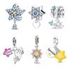 Plated 925 Silver Pentagram Charms Fit 925 Charms Bracelet Beads Jewelry Gifts for W