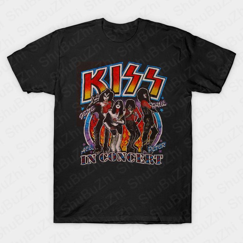 KISS Hiss Cat Parody Funny Tshirts Rock Meow Group Men T Shirt KISS Rock Roll Man Cotton T-Shirt Drop Shipping