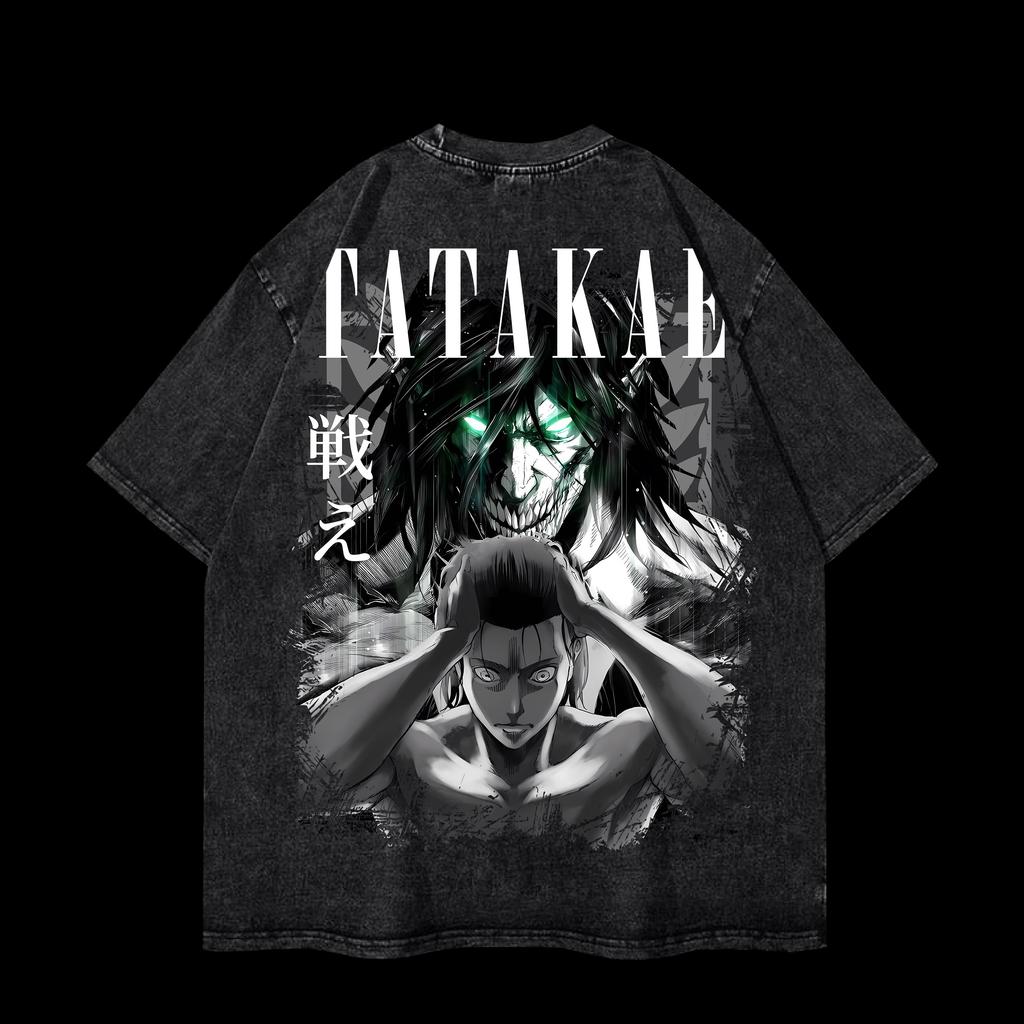 Anime Attack On Titan Eren Jaeger Graphic Tee Men Manga Vintage T-shirts Casual Washed T Shirt Harajuku Male Cotton Loose Tshirt