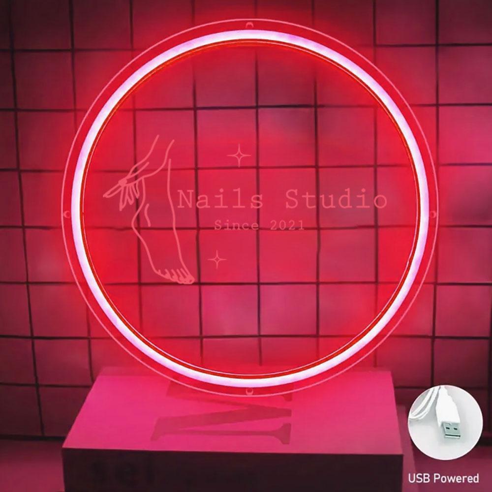 1pc Creative Round Shape Personalized Text Manicure Indoor Wall Lights USB Power Acrylic Light Restaurant Hotel KTV Decor for Ba L оранжевый