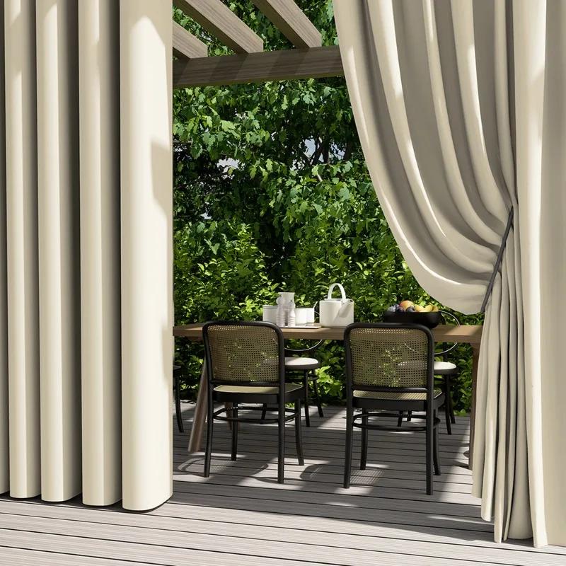 Solid Color Exterior Curtain Suitable  Waterproof Oxford Cloth Privacy Grommet Curtain For Gazebo Front Porch Pergola Patio