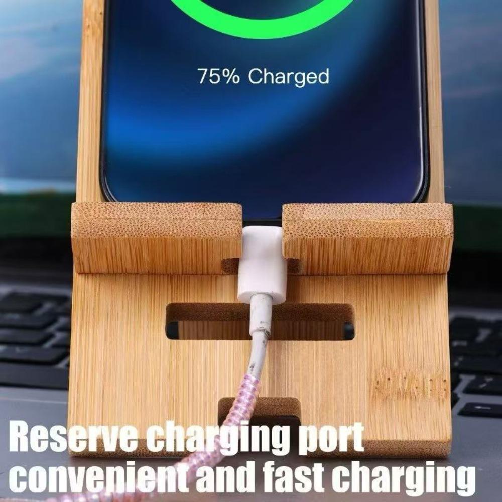 Desktop Bamboo Phone Holder Wooden Smartphone Charging Stand Creative Multifunctional Lazy Stand for Mobile Phone Tablet Support