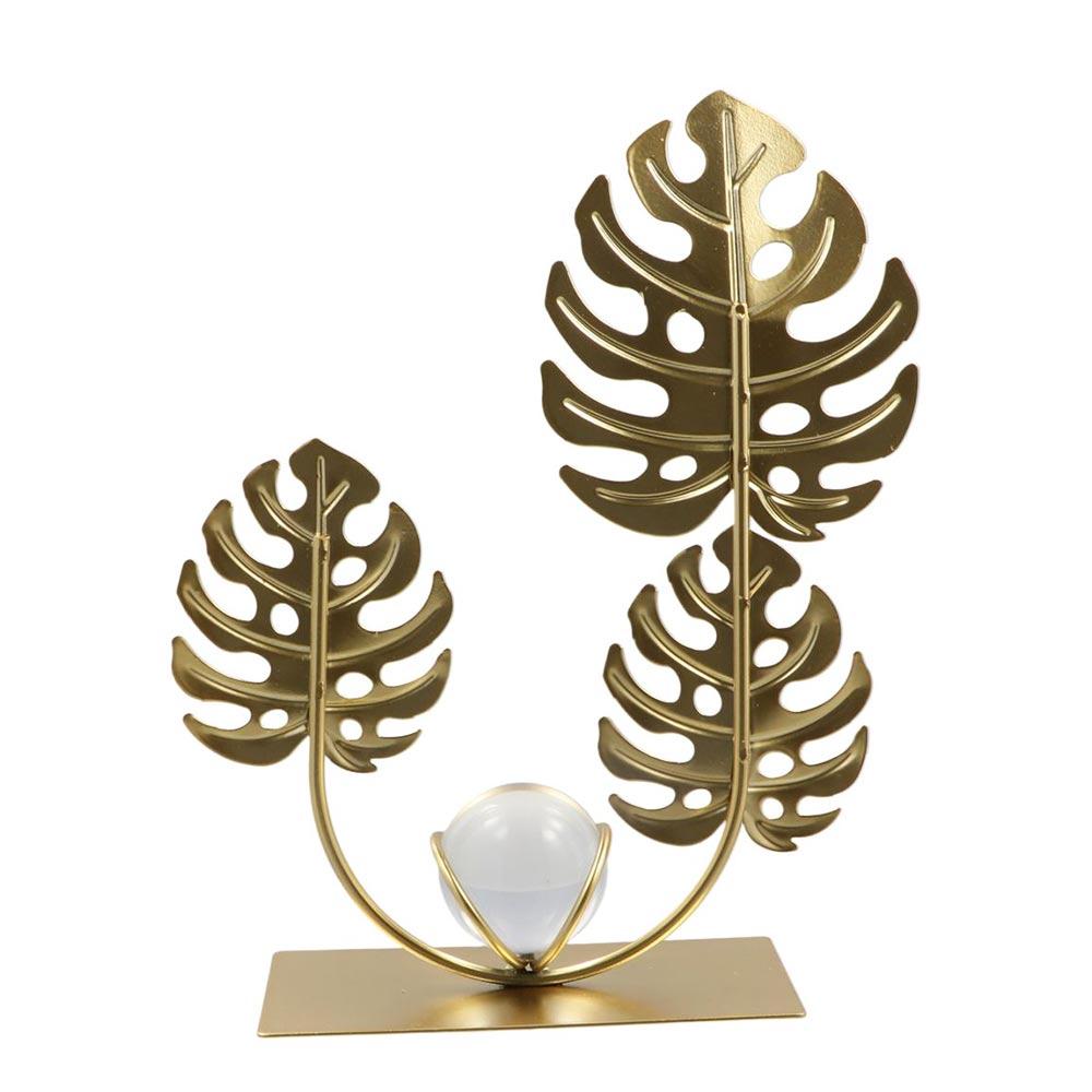 Nordic Crystal Ball Decor Rack Light Luxury Iron Maple Leaf Ornaments  Office