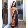 Digital Print Linen Saree with Digital Print Blouse Matching To Saree