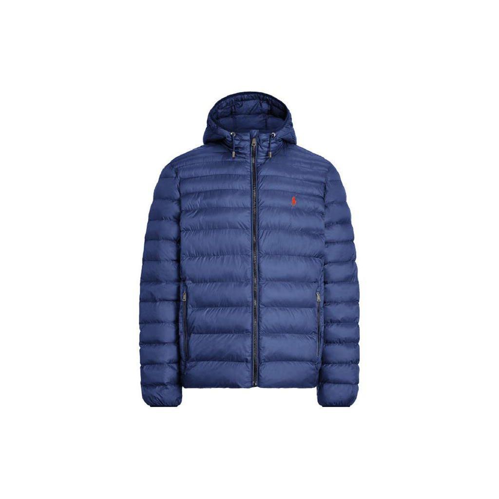 Polo Ralph Lauren Ss23 Solid Color Logo Embroidered Long Sleeve Hooded Down Jacket Men Jacket Blue 710829156-012
