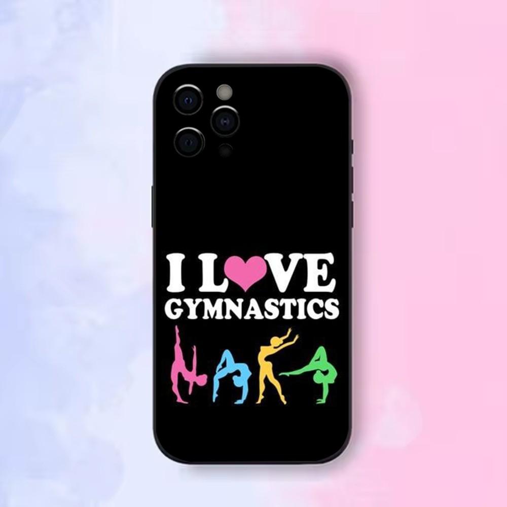 Liebe Turnen Sport Handyhülle Für Apple iPhone 15,14,13,12,11,Pro,X,XS,Max,XR,Plus,Mini Weiche Schwarze Hülle