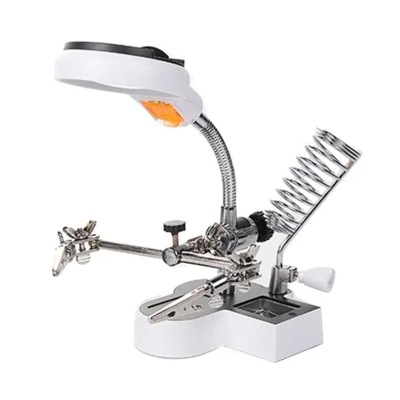 4.5x 11x Welding Auxiliary Clip Magnifier Helping Hands Soldering Magnifying Glass With Led Lights For Repair Work