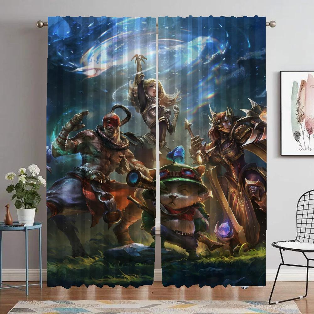 League Legends Curtains for Living Room Curtain Tulle for Bedroom Shades Halloween Decoration Home Interior Curtains 2 Pieces