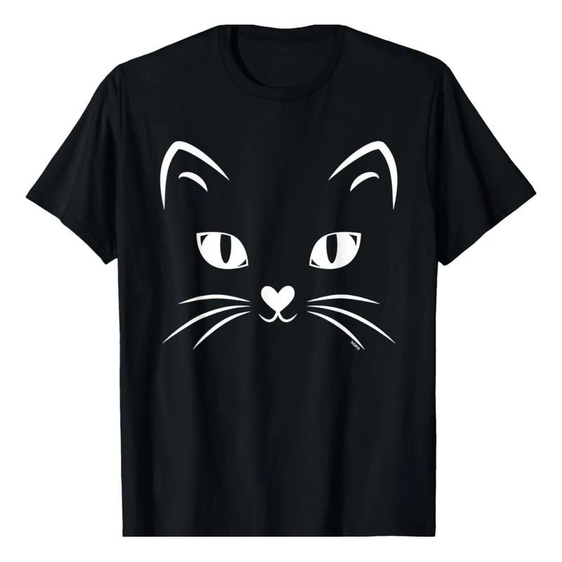 Camiseta Con Cara De Gato, Gato Negro, Disfraz De Halloween S