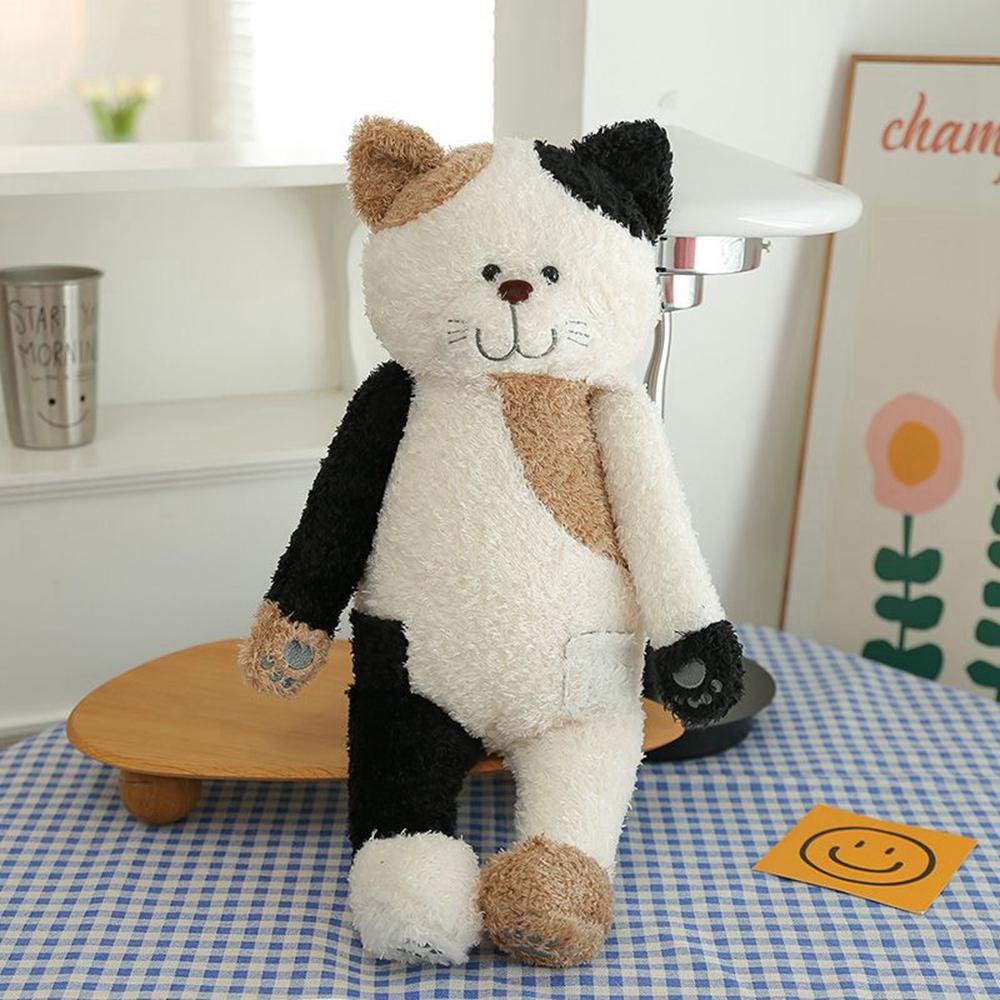50CM Tea Rice Cat Plush Toy Black And White Splicing Plush Kawaii Cat Sleeping Leg Doll Festival Gift For Children Birthday Gift