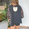BITCED Women's Printed O-Neck Loose-Fit Casual Top