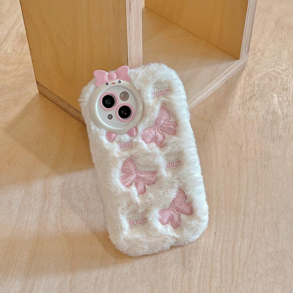 Plüschstickerei für iPhone 16 Pro Max Cartoon rosa Schwein Apfel 1514 stoßfester Schutzbezug Ins-Stil