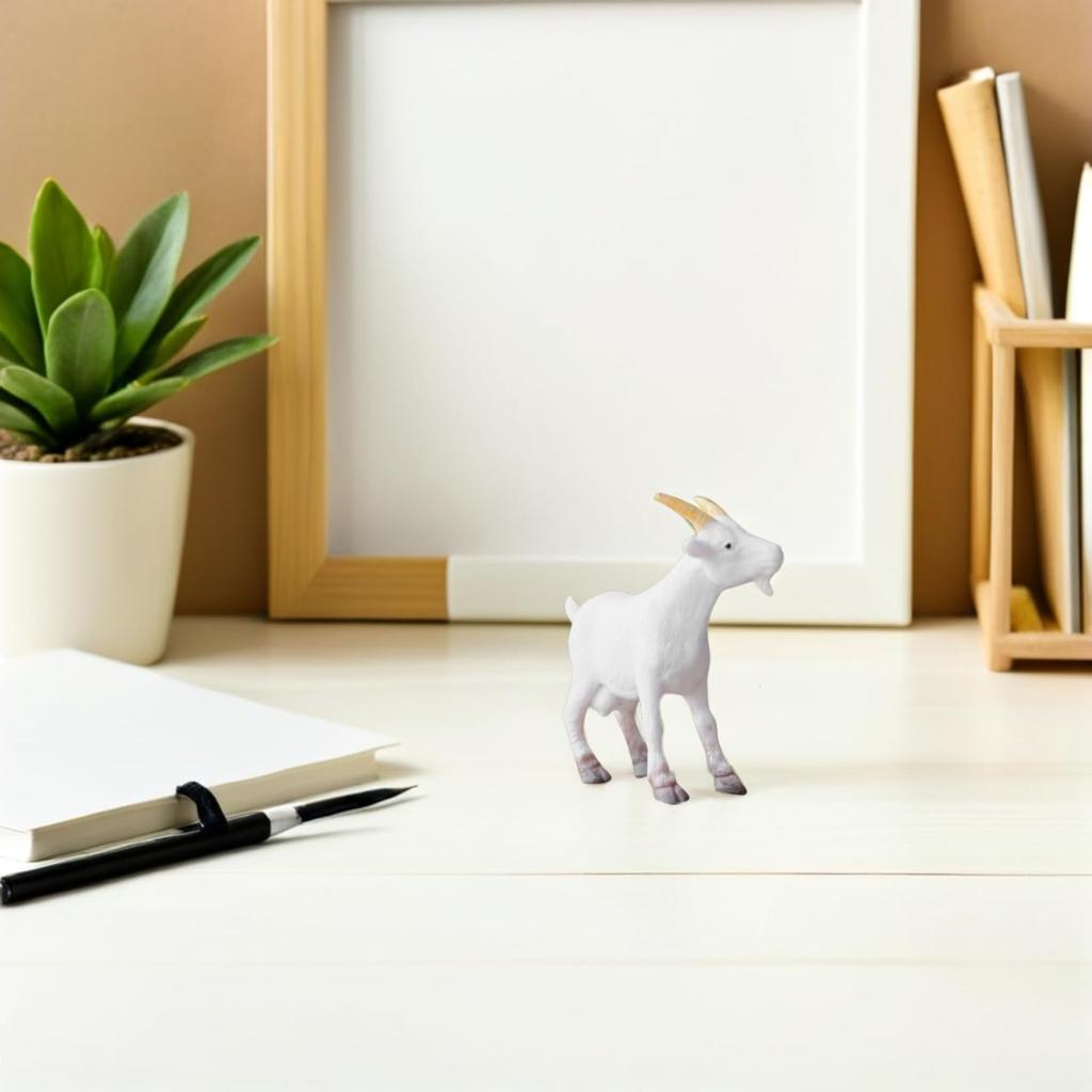 ERINGOGO 8 Pieces Goat Figurines, Miniature Goat Models, Cartoon Style Animal Figures for Micro Landscapes, Desktop Ornaments, Home Decor, Great Gift