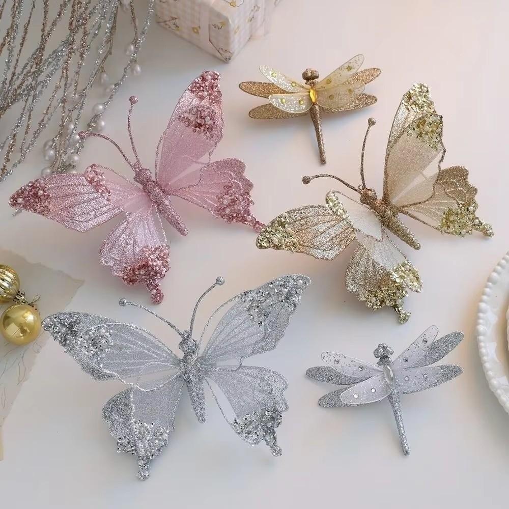 25cm Christmas Artificial Butterfly Sparkling Christmas Hanging Decoration New Christmas Gift