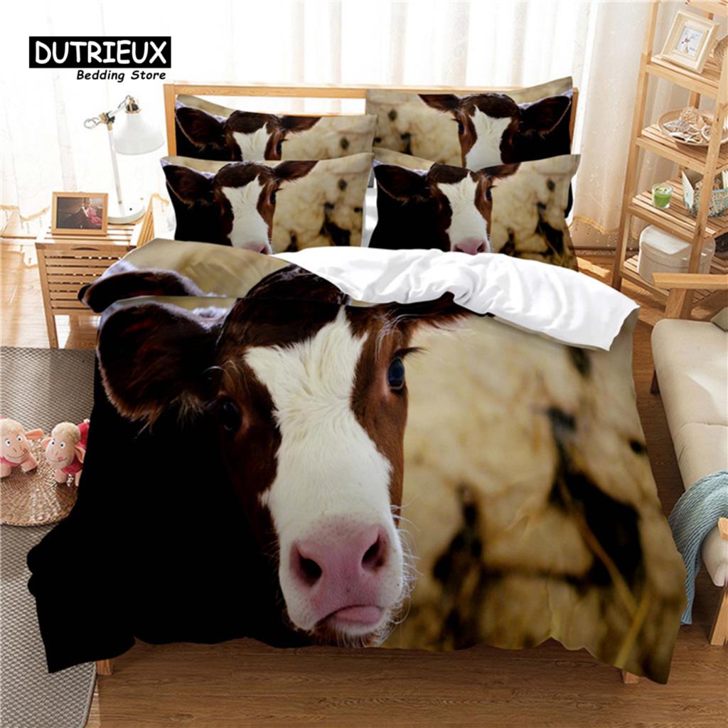 Blue Sky Cow Duvet Cover Set, Fashion Bedding Set, Soft Comfortable Breathable Duvet Cover, For Bedroom Guest Room Decor